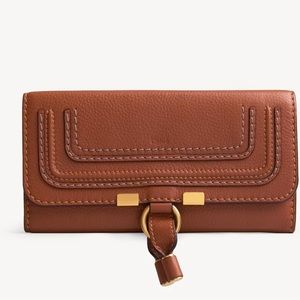 Chloe Marcie Long Wallet in Camel/Rust color with Gold tone hardware